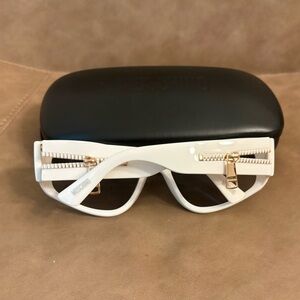 Moschino white zipper cat eye cool retro sunglasses bold
